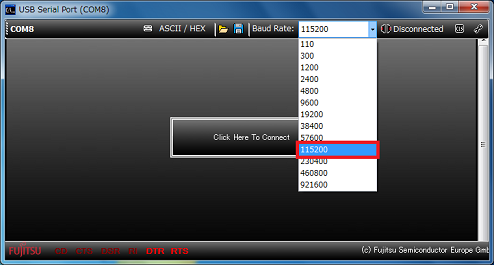 「115200」の選択